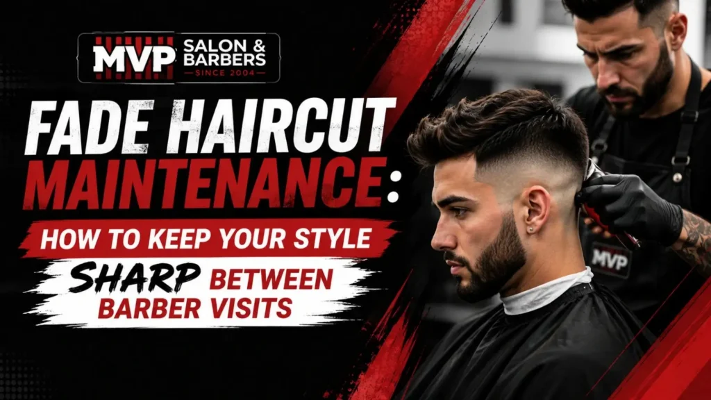 Fade haircut maintenance with a professional barber keeping a men's fade hairstyle sharp between visits.